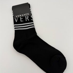 Versace Black Logo Crew Socks